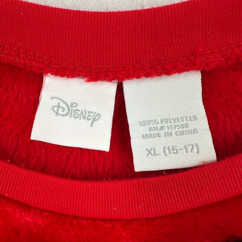 Disney Mickey Mouse Women XL Red Plush Warm Cozy Long Sleeve Tomato Girl Shirt - Picture 4 of 6